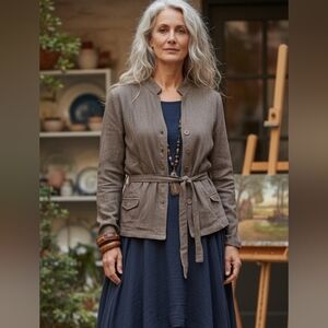 The Earth Collection 100% raw cotton belted jacket XXL
